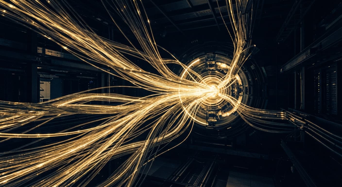 Light travelling through optical fibre strands